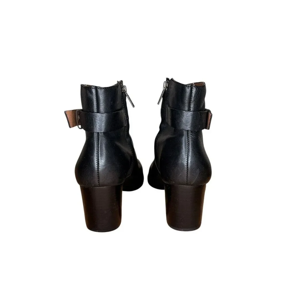 Madewell Women’s Leather Booties Size 7.5 Kelci Heeled Ankle Boots Black Leather